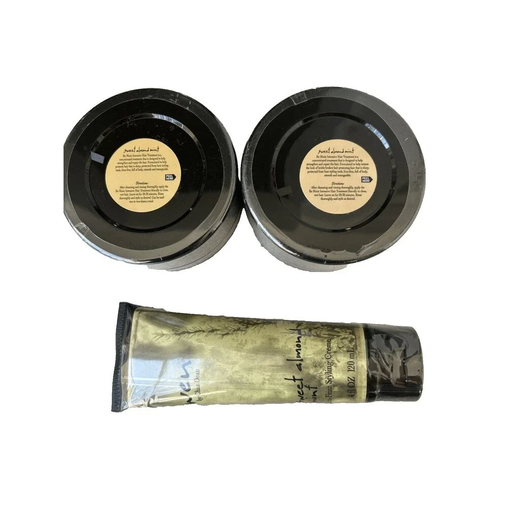 WEN by Chaz Dean Sweet Almond Mint 3 PC LOT Styling Cream & 2x ReMoist Intensive